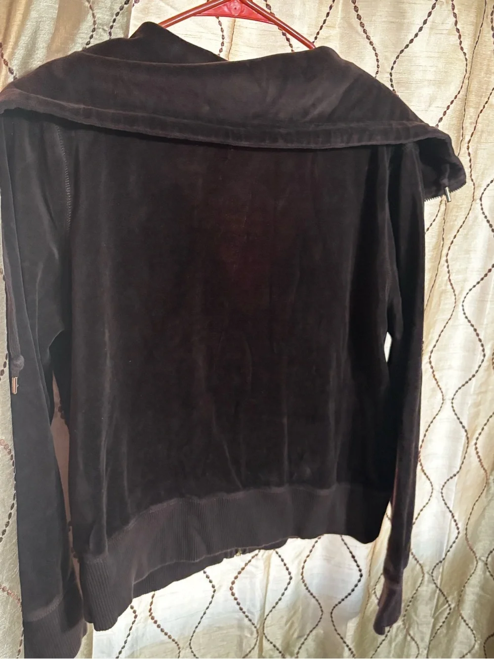 Michael Kors Brown Velour Zip-Up Jacket